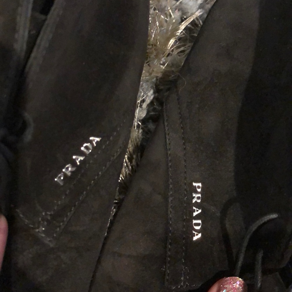 Prada Authentic Suede Black Lace Up Flat Booties - Picture 8 of 8